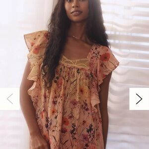 Anthropologie Floral Mesh Accent Dress